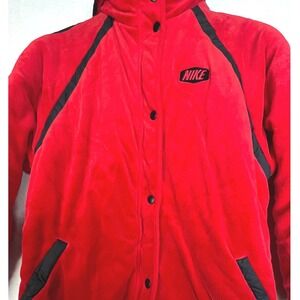 Vintage Y2K Nike Swoosh Fleece Jacket Reversible Red Black Youth XL 14-16 Hooded